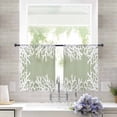 thumbnail image 3 of Coastal Coral Semi Sheer Curtains 45 Inch Length 2 Panels Set, Sage Green Ocean Marine Nautical Beach Sheer Kitchen Curtain Privacy Voile Window Curtain for Living Room Bedroom Rod Pocket Drapes, 3 of 7