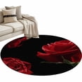 thumbnail image 2 of Round Area Rugs Collection 4 Ft, Red Rose Non-Slip Residential Carpet, Vintage Abstract Garden Flower Floral Black Indoor Crawling Mats Runner Rugs for Living Room/Dining Room/Bedroom, 2 of 8