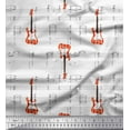 thumbnail image 1 of Soimoi White polyester Crepe Fabric Notes & Guitar Musical Instrument Printed Craft Fabric by the Yard 52 Inch Wide, 1 of 5