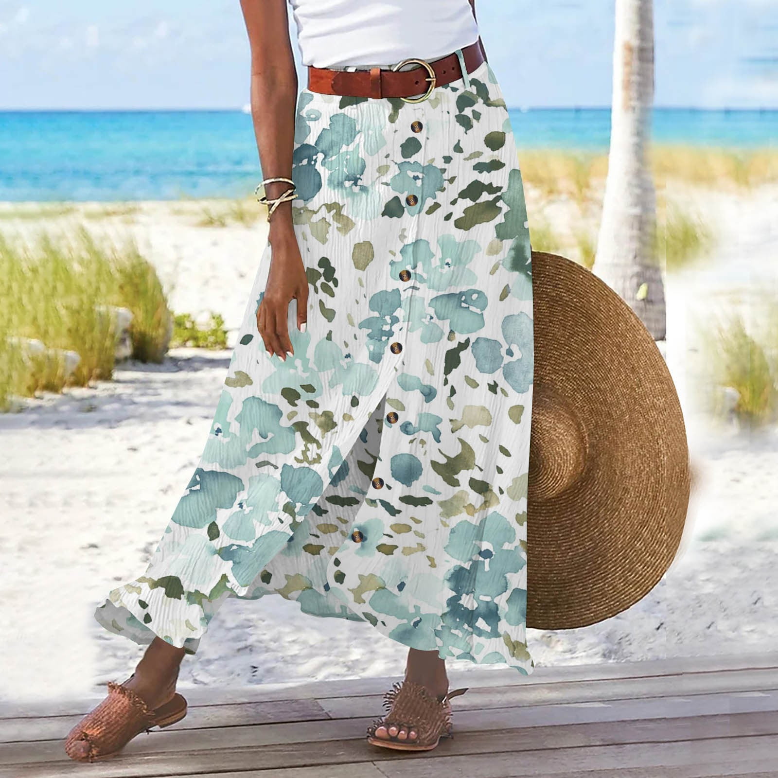 2025 Ladies Summer Solid Plus Size Dress for and Linen Half Length