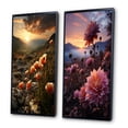 thumbnail image 3 of Designart "Sunset Dreams in Wildflower Fields" Wildflowers Framed Wall Art Set Of 2 - Coral Floral Frame Gallery Set For Office Decor, 3 of 7