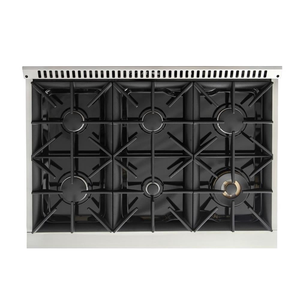 Pemberly Row 36" 5.2 cu.ft Silver Dual Fuel Range for Propane Gas Sealed Burners