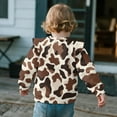 thumbnail image 5 of Xixirimido Brown Cowhide Print Soft Toddler Girls Long Sleeve Sweatshirt Ruffle Shoulder Graphic Pullover Crewneck Top for Cool Weather, for 7-8Y, 5 of 7