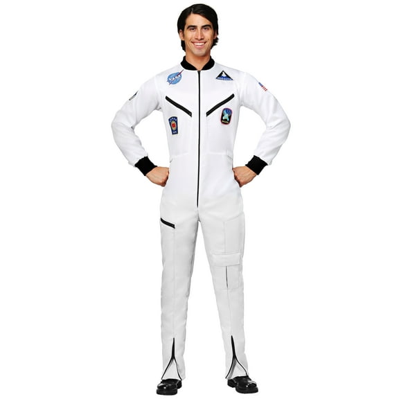Adult Plus Size White Astronaut Jumpsuit Costume