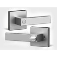 thumbnail image 5 of Square Heavy Duty Door Handle Lever Set, Interior and Exterior Door Handles, Complete Exterior Door Lock Set with Deadbolt,‎Stainless Steel, Satin Nickel, Privacy Keyless, 1 Pack, 5 of 12