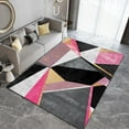 thumbnail image 3 of Nordic Style Area Rugs, Pink Black Irregular Geometric Abstract Pattern Floor Carpet, Modern Non-Shedding Indoor Foldable Non Slip Rug for Living Room Bedroom Office 5ft x 8ft, 3 of 6