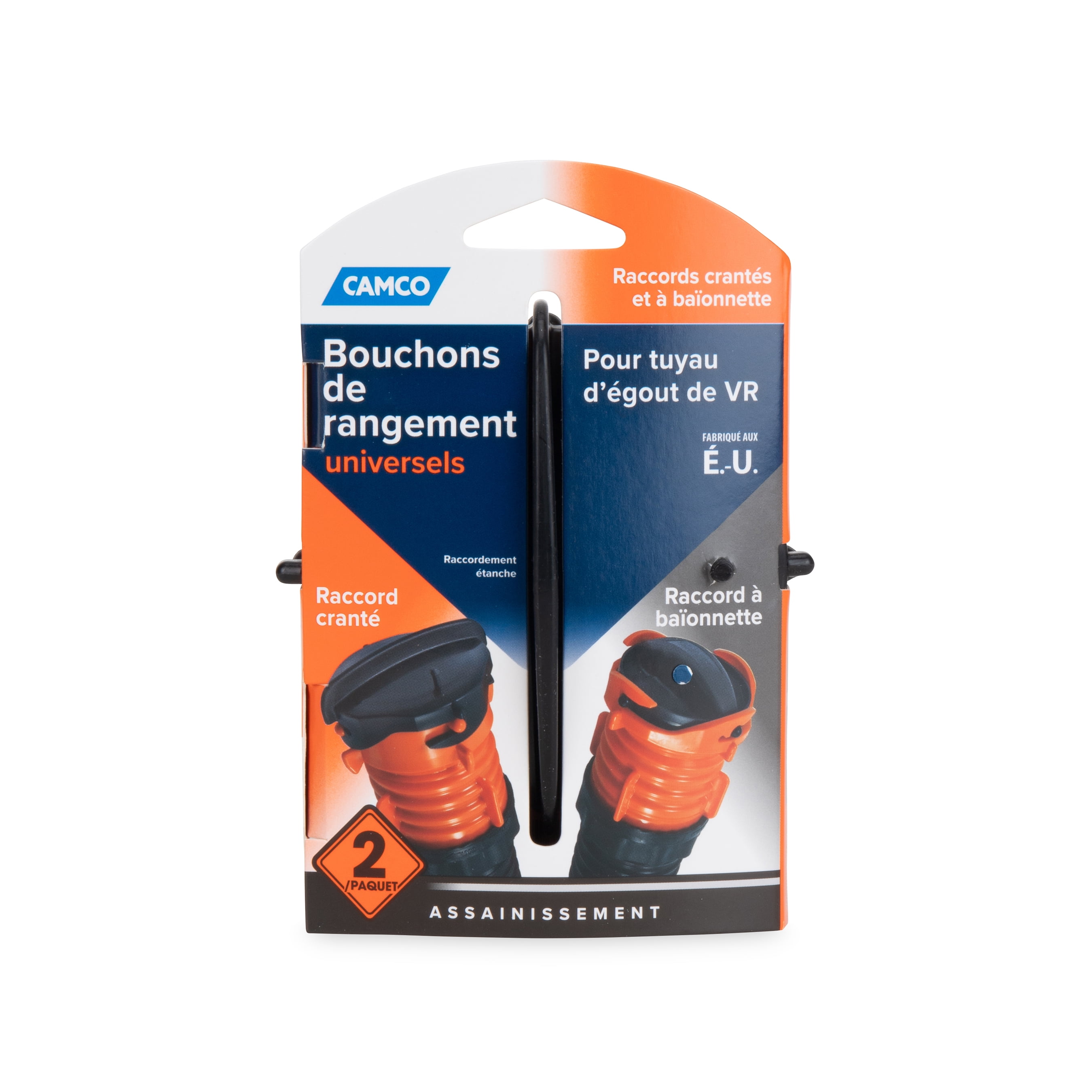 (2 pack) Camco 39752 Black Plastic Sewer Hose Storage Caps - 2-pack