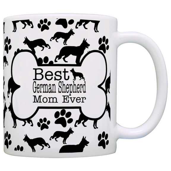ThisWear Dog Owner Gifts Best German Shepherd Mom Ever Paw Pattern 11 ounce Coffee Mug Bone Pattern