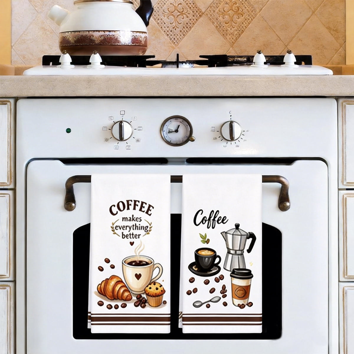 Coffee Kitchen Towels Decorative Sets Dish Towels Absorbent Fast Drying Hand Tea Vintage Cleaning Dishcloths for Cooking Farmhouse Bathroom Accessory