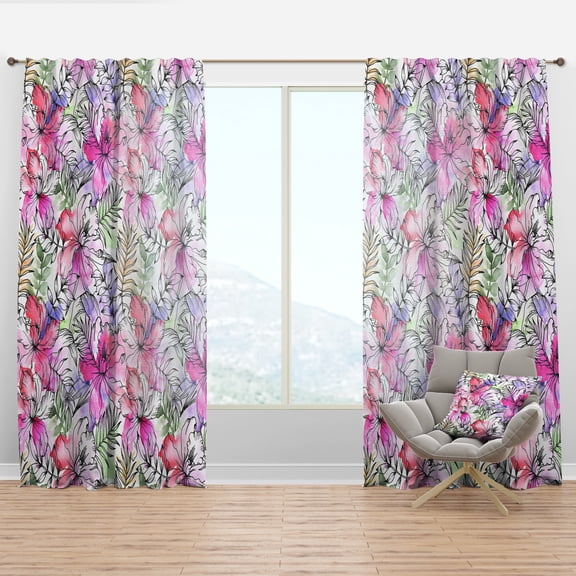 Designart 'Tropical Bright Mood IX' Floral Curtain Panel