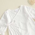 thumbnail image 5 of Cjfdfy Newborn Baby Girl Fall Clothes Ruffle Infant Solid Color Long Sleeve Romper Ripped Ruffled Trim Wrapped Tie-up Jumpsuit Baby Cute Coming Home Fall Winter Outfit, 5 of 9