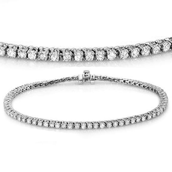Dazzlingrock Collection 1.50 Carat (ctw) 14K Round Cut Real Diamond Ladies Tennis Bracelet 1 1/2 CT, White Gold