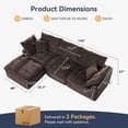 thumbnail image 6 of LazySunsets 112" Oversized Modular Sectional L Shaped Sofa, Wide & Deep Seat Boneless Cloud Couch With Multi-Purpose Round Pillow, No Assembly (Brown), 6 of 7