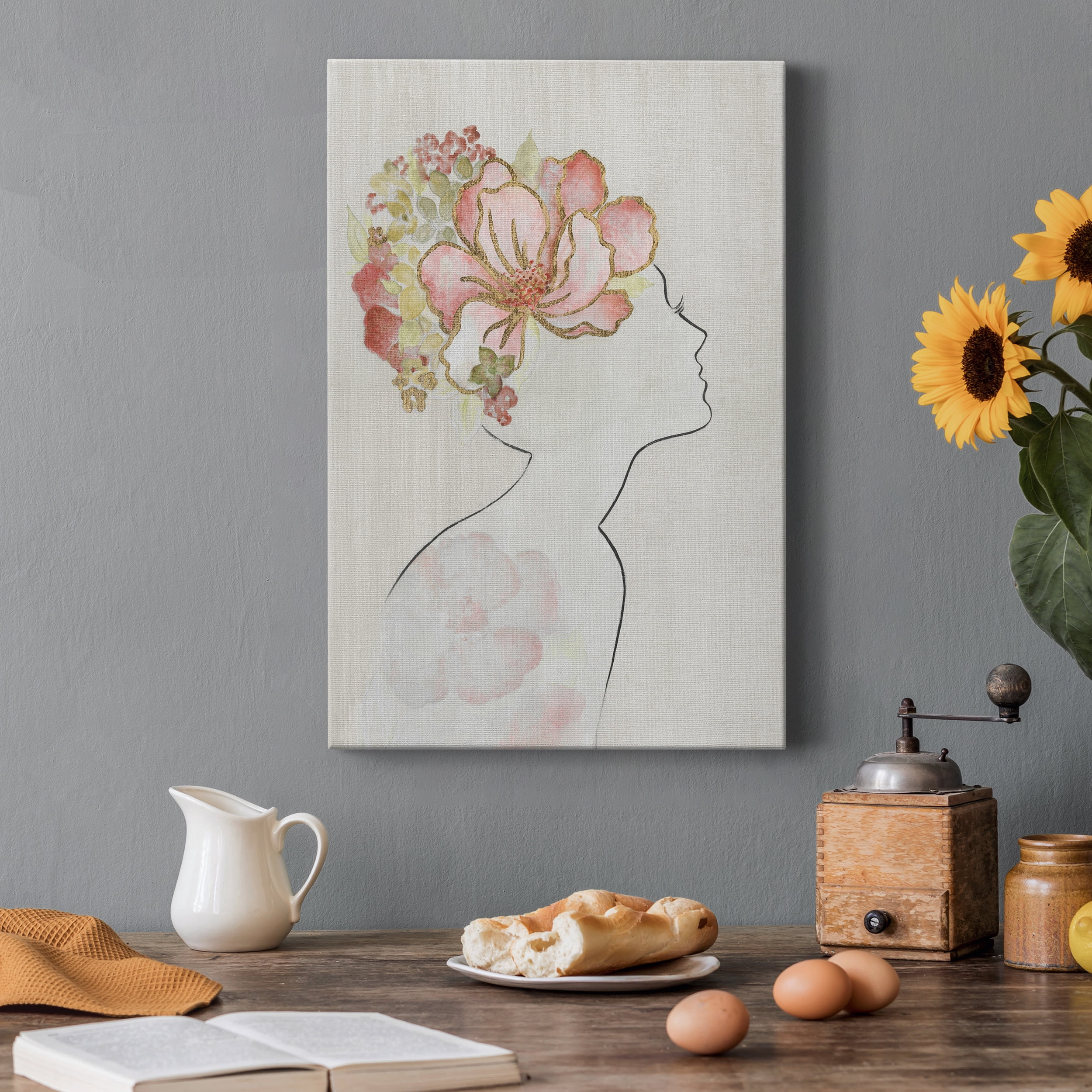 Fashion Floral Silhouette I Premium Gallery Wrapped Canvas - Ready to Hang - 40 x 60