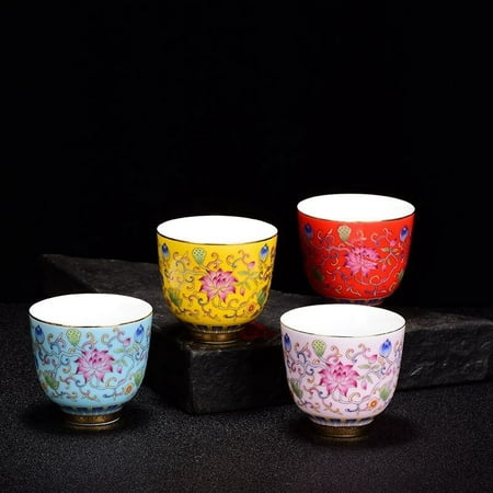 

1pcs China Ceramic Tea Cup Enamel Painte Porcelain Kung Fu Cups Pottery Personal Single Drinkware Wholesale Wine Mug Teacup