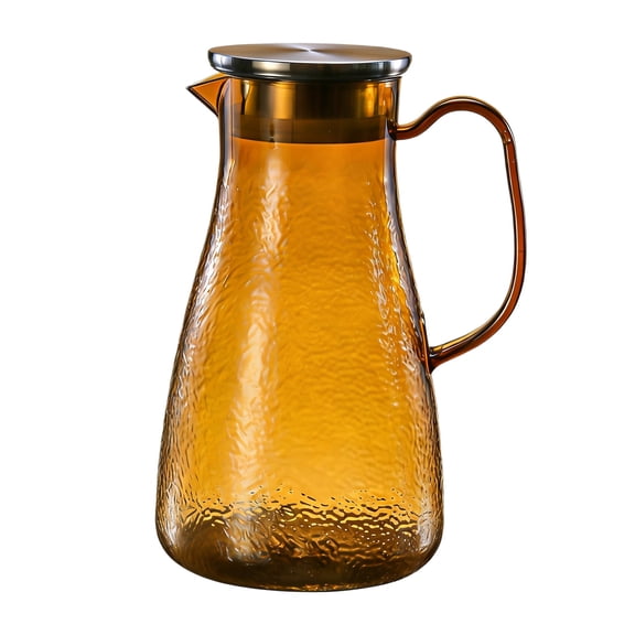 YingYouFu Summer Pitcher with Lid and Spout Water Pitcher Bedside Water Carafe Vintage Jug for Juice Coffee Iced Tea Hot Cold Beverage Lemonade Fridge