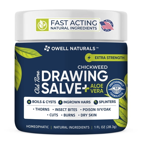 Owell Naturals Salve Drawing Ointment with Aloe, Chickweed Drawing Salve, First Aid Ointment for Skin, 1 Oz