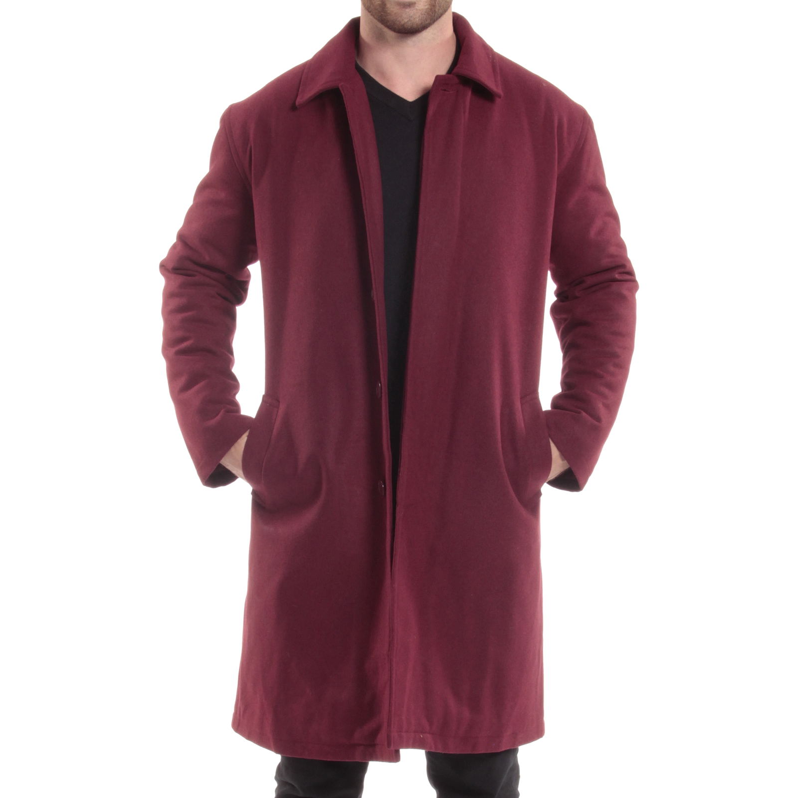 Alpine Swiss Mens Zach Knee Length Jacket Top Coat Trench Wool Blend Overcoat - image 2 of 7