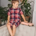 thumbnail image 4 of Balery Heart Plaid Conjunto de Pijama Infantil de Manga Corta con Estampado – Ropa de Dormir de Algodón Suave-3X-Large, 4 of 6