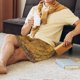 thumbnail image 5 of Balery Vintage Map Pantalones cortos de pijama de punto de algodón para hombre con cinturilla y bolsillos-X-Large, 5 of 6