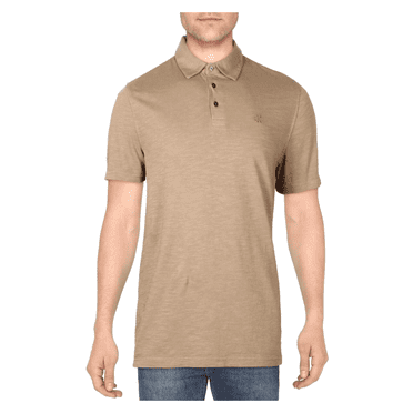 Calvin Klein Men's Regular Fit Smooth Cotton Monogram Logo Polo Shirt Brown Size Medium