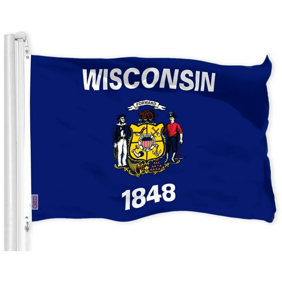 G128 Wisconsin WI State Flag | 3x5 Ft | LiteWeave Pro Series Printed 300D Polyester | Indoor/Outdoor, Vibrant Colors, Brass Grommets, Thicker and More Durable Than 100D 75D Polyester