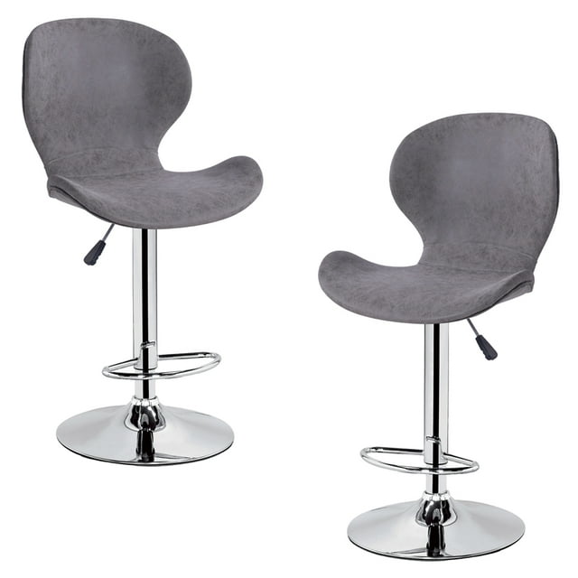 Jessar - Tabourets Pivotants Réglables en Hauteur de la Collection California, Lot de 2, Gris