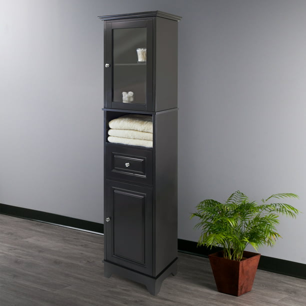 Winsome Wood Alps Tall Cabinet With, Tall Cabinet With Shelves And Drawers