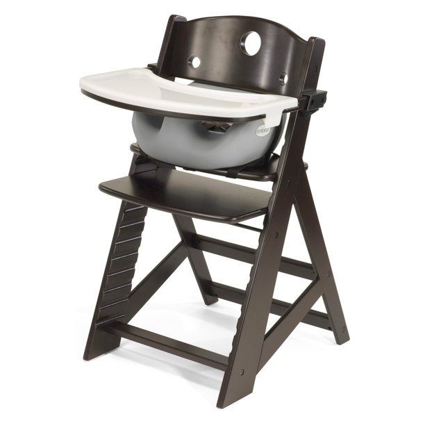 height right high chair espresso with grey infant insert and tray