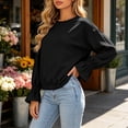 thumbnail image 5 of Hurxie Women's Casual Crew Neck Sweatshirt Long Sleeve Ruched Solid Loose Fitting Pullover Tops, 5 of 7