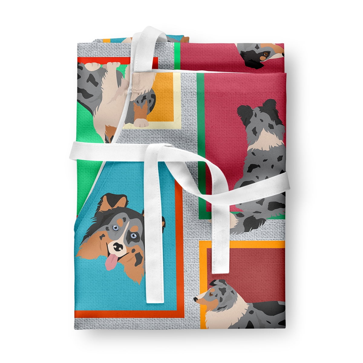Lots of Blue Merle Sheltie Apron 27 in x 30 in