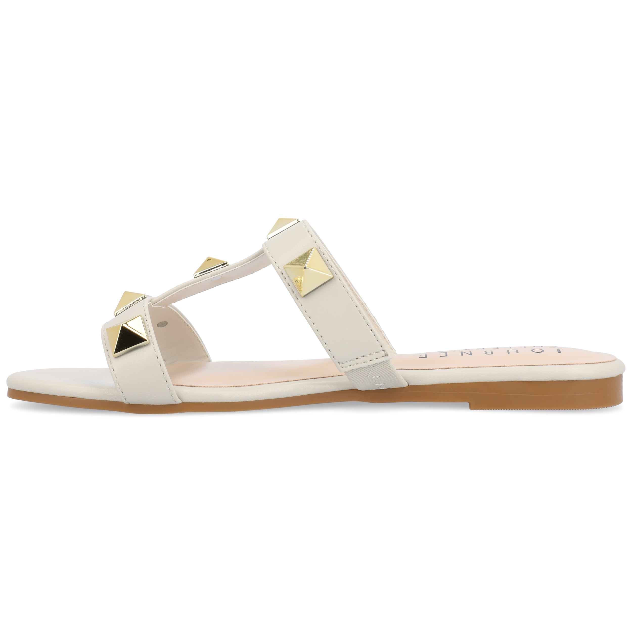 Journee Womens Kendall Studded Slide Flat Sandals