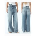 thumbnail image 1 of SUNSIOM Women’s Mid Rise Washed Jeans Crossover Wide Leg Loose Denim Pants Trousers with Pockets, 1 of 6