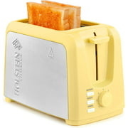 2-Slice Toaster with 7 Browning Control Settings, Yellow/Stainless Steel, Great to Toast Bread, Bagels and Waffles