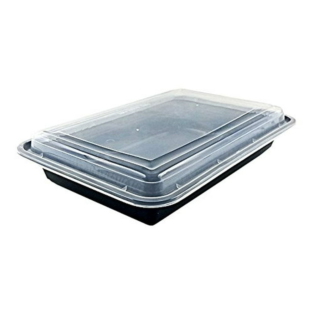 Tristone 58 oz. Large Black Rectangular Microwaveable Food TakeOut