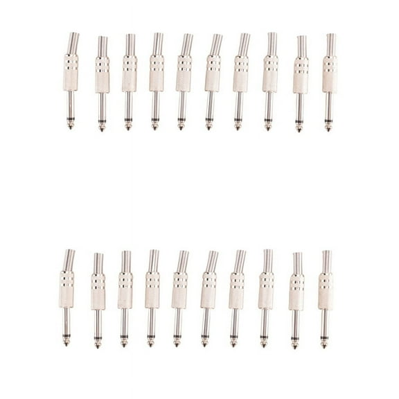 6.35mm Mono Amplifier Plug 1/4Inch Male Mono Monaural Jack Audio Cable Connector Plug Microphone 20Pcs
