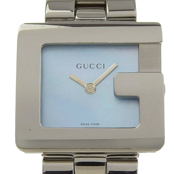 Pre-Owned Gucci G Watch 3600J Stainless Steel Quartz Analog Display Blue Shell Dial... (Good)
