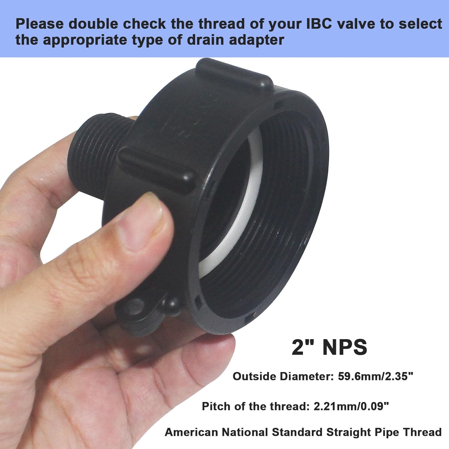 MKEUDQ-2 Packs 275 330 IBC Tote Adapter IBC Drain Adapter Water Hose Male Adapter 2" Fine Thread X 3/4" Male G Hose Garden Hose Drain Plug Connector for Garden Hose