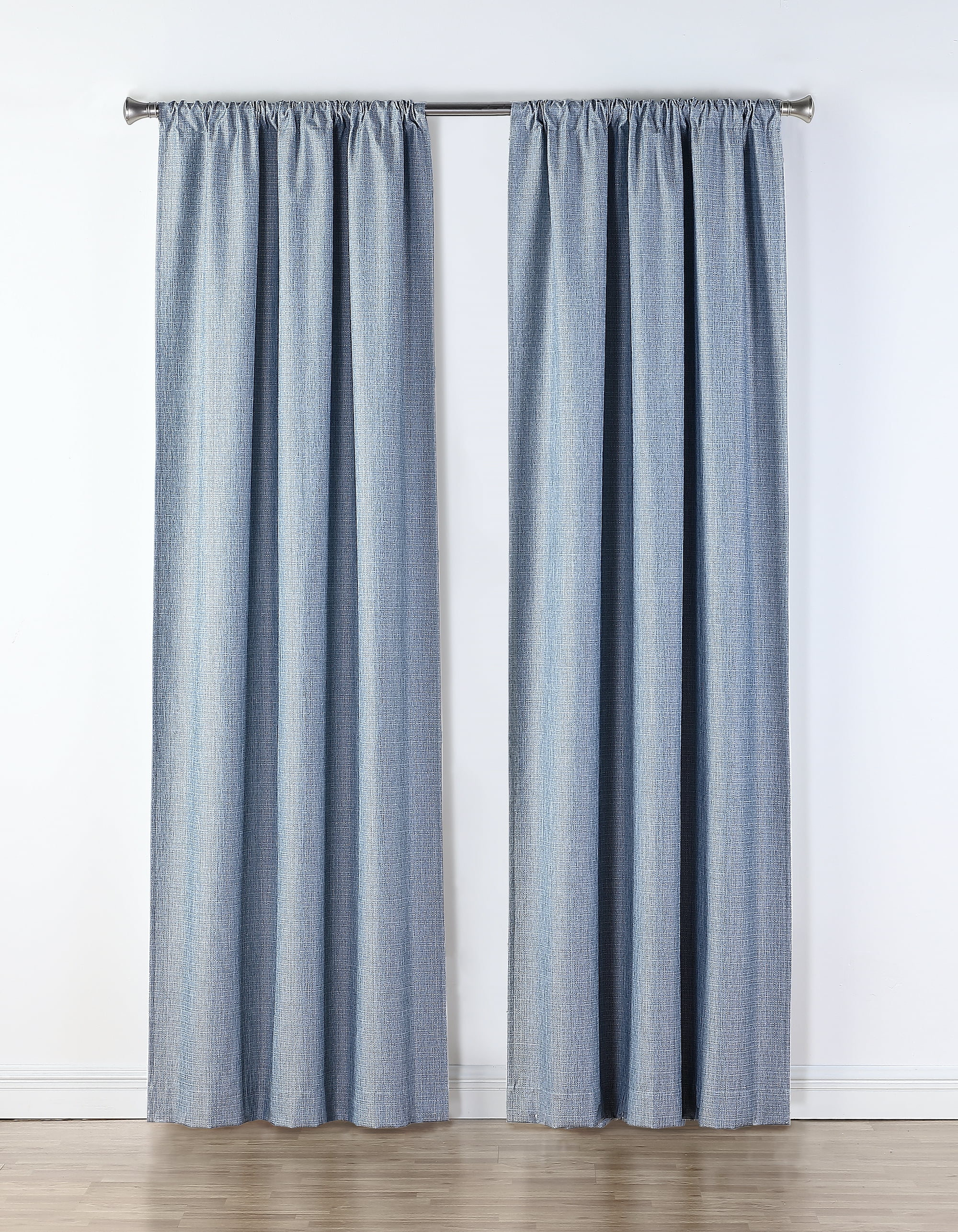 Ecologee Textured 100% Blackout Indoor Curtains 2 Pack Panel Set - 100% Recycled, Navy, 40" W x 84" L