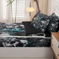 thumbnail image 5 of Homewish Gothic Sugar Skull Zipper Queen Comforter Set with Fitted Sheet and 2 Pillowcases,Happy Halloween Zipper Bedding Set,Teal,Black Reversible,4pcs, 5 of 8