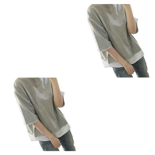 Minnieouse Camisetas falsas de piezas para mujer, camisetas informales de cuello de Color sólido de media manga, camisetas gris M 2piezas Minnieouse CBP014586
