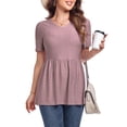 thumbnail image 2 of FIUFY Women Peplum Tops Casual V Neck Short Sleeve Tunic Shirts Summer Babydoll Blouses, 2 of 5