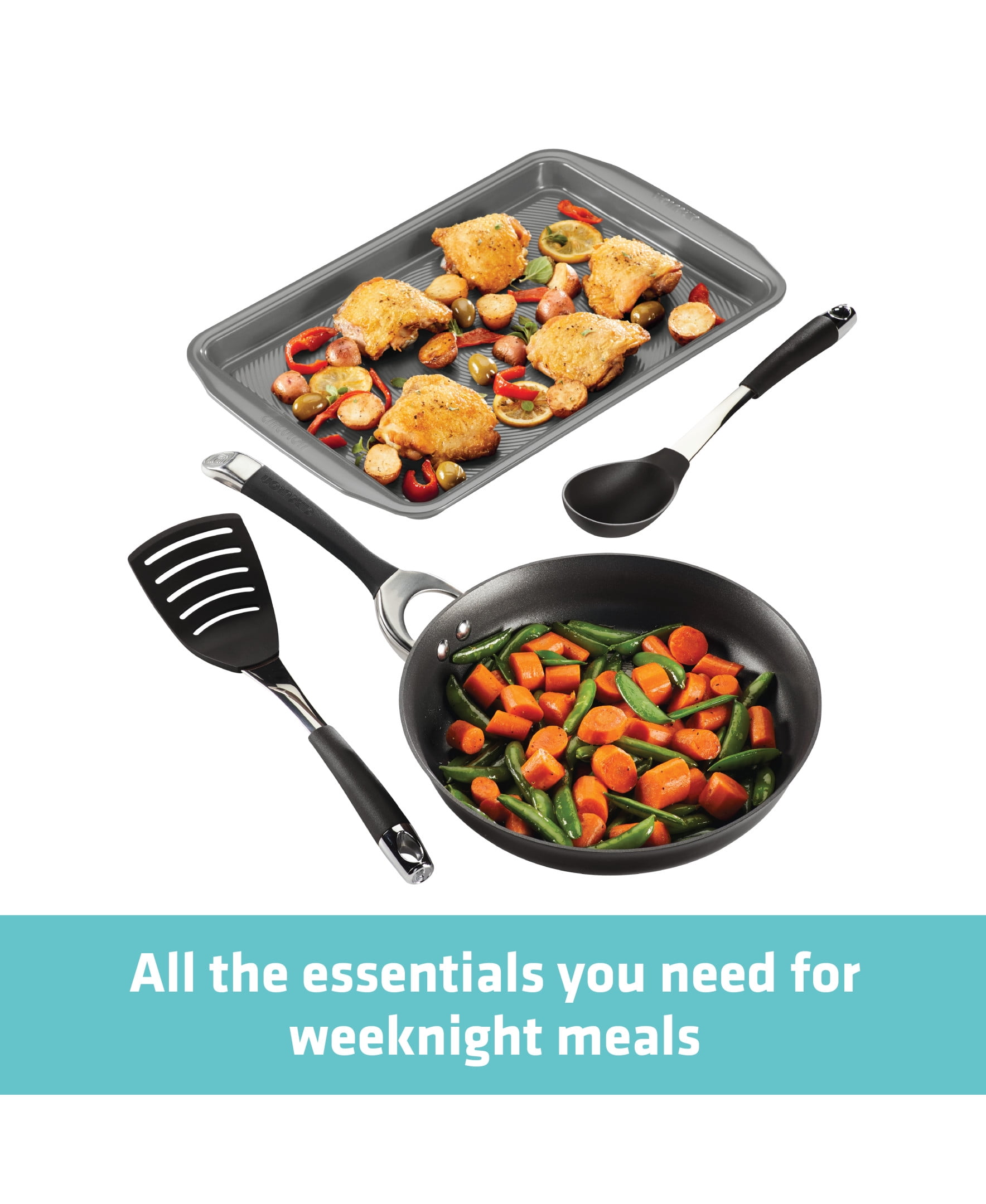 Circulon Symmetry 4 Piece Hard-Anodized Nonstick Pots and Pans Set, Black