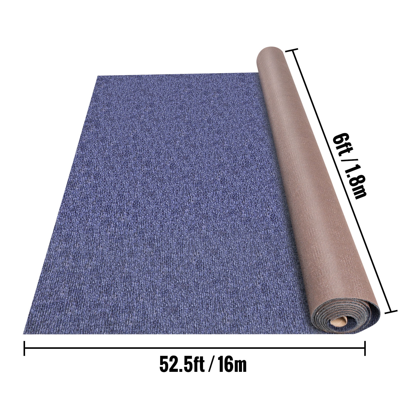 KFFKFF Deep Blue Marine Carpet 6 ft x 52.5 ft - Durable Outdoor Rug for Boats, Patios, Decks, and Garages with Waterproof Backing and Non-Slip Design
