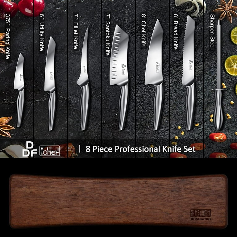 HOSHANHO Knife Set with Magnetic Knife Holder & Magnetic Knife Strips