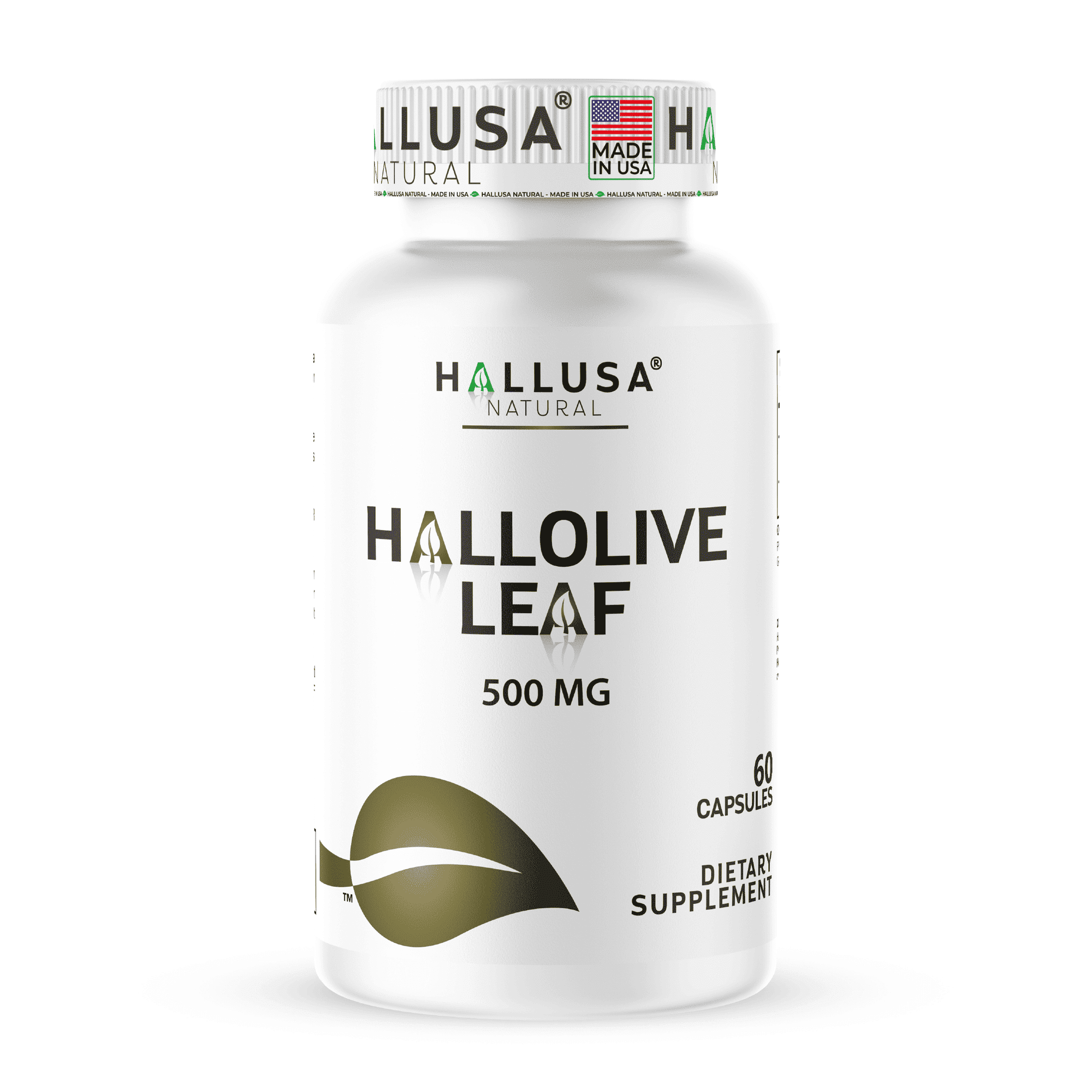 HALLUSA NATURAL Olive Leaf 1000mg, Heart, Brain & Immune Support, 6% Oleuropein Extract (500mg per capsule), Antioxidant Supplement, 60 Capsules