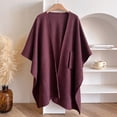 thumbnail image 4 of JULMCOMO Fleece Drape Shawl Wraps for Women Cross Front Tie Wrap Poncho Open Front Elegant Soft Warm Cape Cardigan for Fall Winter Wine, 4 of 9