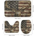 thumbnail image 3 of 4Pcs Deer American Flag Shower Curtain Set with Toilet Lid Cover Non-Slip Rugs for Bathroom, Animal Stripe USA Retro Shower Curtain Bathroom Sets with Hooks, 72x72 Inch, 3 of 8
