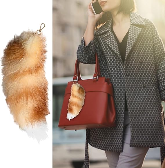 3PC Faux Fox Tail Keychain Pendant, 40CM Fox Tail Keychain Accessories, Soft Fluffy Charm Keyrings Animal Tail for Bag