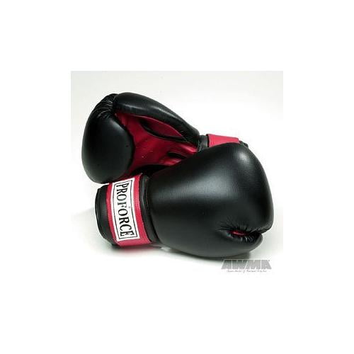 Black Black with Red Palm 18 oz. Pro Force Leatherette Boxing Gloves 